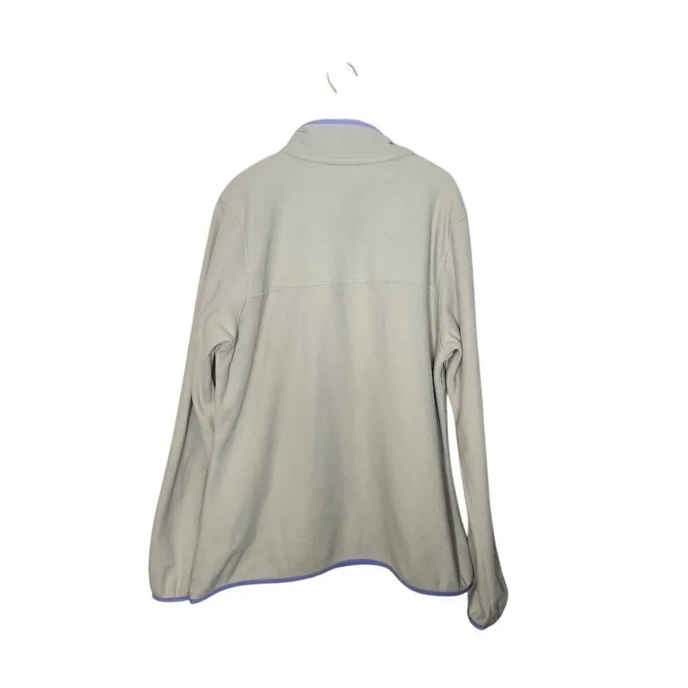 Patagonia Women's Size Large Micro D Snap T Pullover Beige Purple Fleece